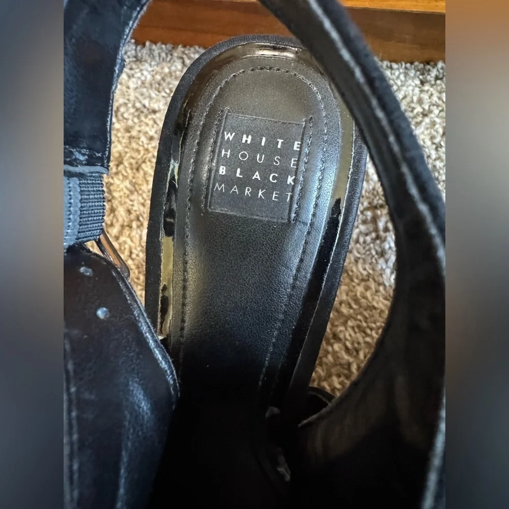 White House Black Market Zailey Black Suede Studded Mule Sling Back Heel